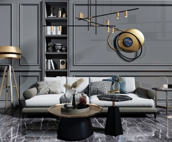 Modern Three-seat Sofa-ID:740472086