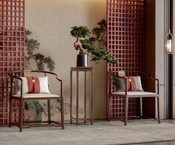 新中式实木太师椅组合-ID:208609106
