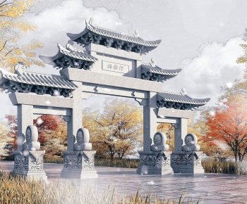 Chinese Style Decorated Archway-ID:691463958