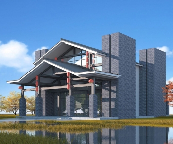 New Chinese Style Facade Element-ID:248603113