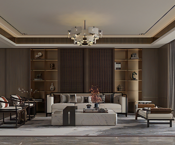 New Chinese Style A Living Room-ID:889545925