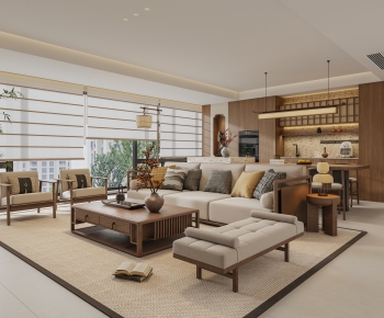 New Chinese Style A Living Room-ID:728907116