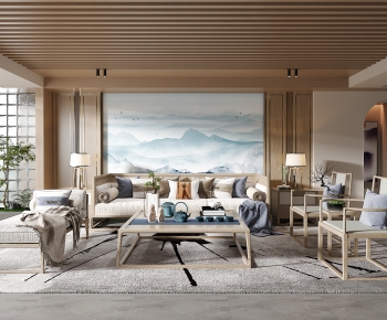 New Chinese Style A Living Room-ID:716203934