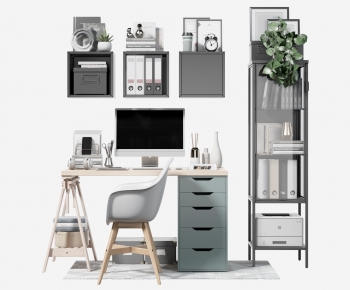 Modern Computer Desk And Chair-ID:846469422