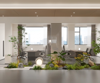 现代办公室内景观植物小品-ID:575941099