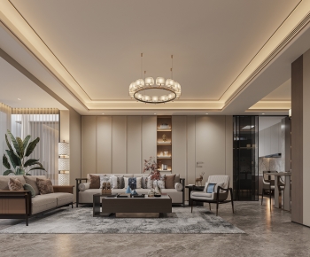 New Chinese Style A Living Room-ID:588895082