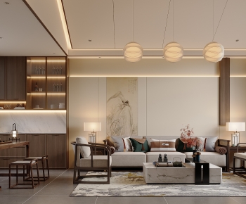 New Chinese Style A Living Room-ID:496417055