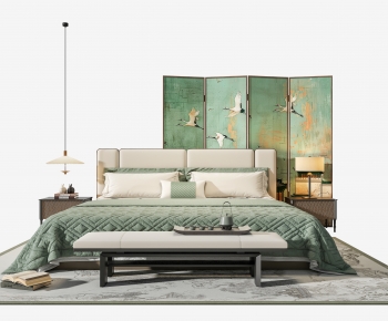 New Chinese Style Double Bed-ID:968812947