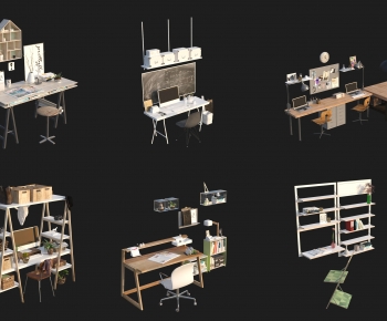 Modern Office Desk And Chair-ID:107523923