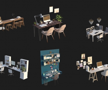 Modern Office Desk And Chair-ID:673893931