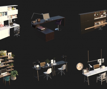 Modern Office Desk And Chair-ID:551191091