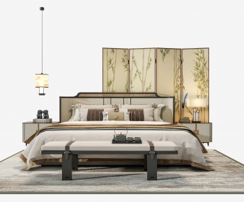 New Chinese Style Double Bed-ID:409523018