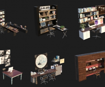 Modern Office Desk And Chair-ID:502403979