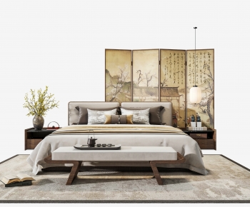 New Chinese Style Double Bed-ID:425056931
