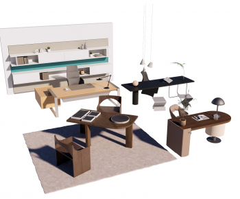 Modern Office Desk And Chair-ID:386010898