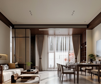 New Chinese Style A Living Room-ID:727704051