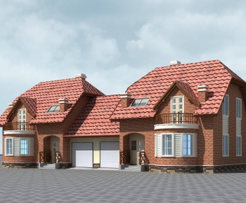 Simple European Style Double Townhouse-ID:214641156