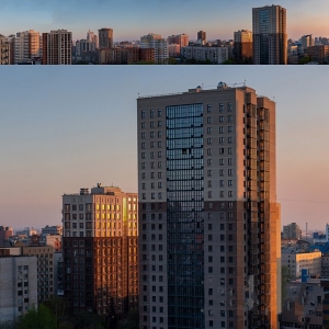 傍晚夕阳天空建筑外景-ID:858634004