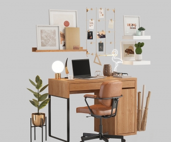 Modern Computer Desk And Chair-ID:622587922