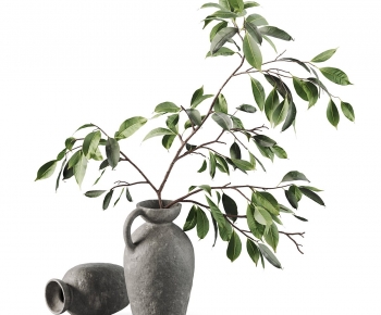 现代灰色花瓶树枝花艺组合-ID:414777046