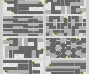 现代石板路青砖嵌草砖铺装组合-ID:457300908