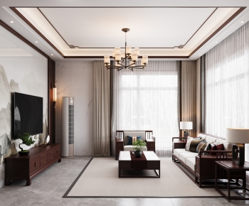 New Chinese Style A Living Room-ID:997611057