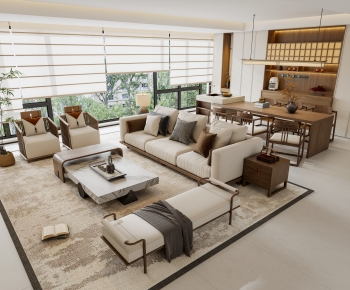 New Chinese Style A Living Room-ID:902762891