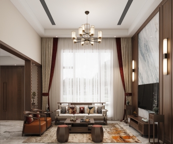 New Chinese Style A Living Room-ID:511576893