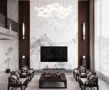 New Chinese Style A Living Room-ID:552901981