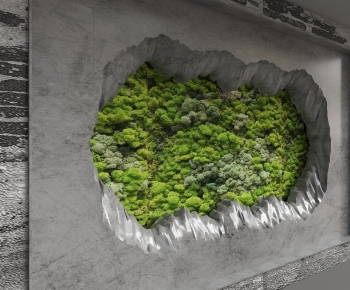 现代苔藓水泥背景墙-ID:123689272