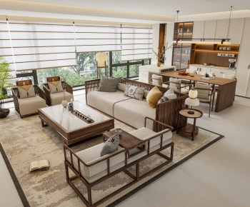 New Chinese Style A Living Room-ID:912086967