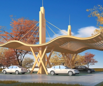 Modern Outdoor Parking Lot-ID:444570066