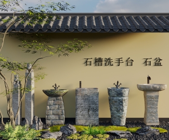 新中式立式石槽洗手台组合-ID:351679098