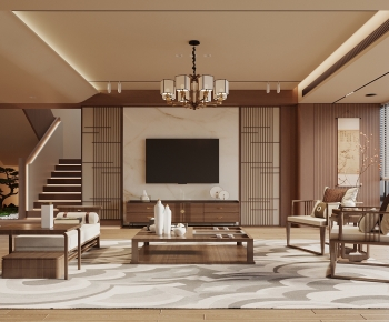 New Chinese Style A Living Room-ID:917670971