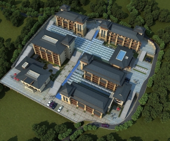 New Chinese Style Architectural Bird's-eye View Planning-ID:966811909