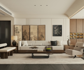 New Chinese Style A Living Room-ID:740139963