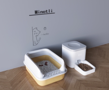 现代猫砂盆自动喂食器组合-ID:883426908