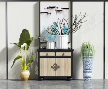New Chinese Style Entrance Cabinet-ID:673743965