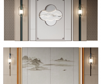 New Chinese Style TV Wall-ID:571730158