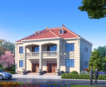 Simple European Style Double Townhouse-ID:818535096