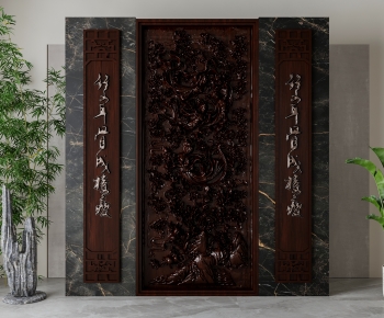 New Chinese Style TV Wall-ID:730809936