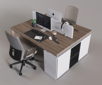 Modern Office Desk And Chair-ID:682890895