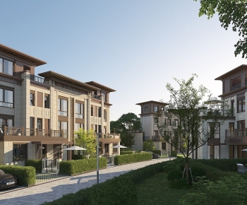 新中式别墅小区住宅建筑外观-ID:936315067