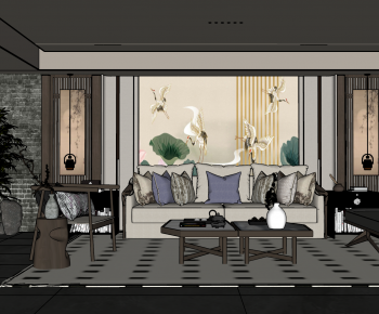 New Chinese Style A Living Room-ID:635668049