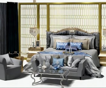 European Style Double Bed-ID:259856943