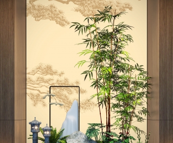 新中式室内竹子苔藓景观小品-2332664