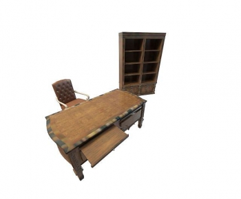 European Style Office Desk And Chair-ID:760505912