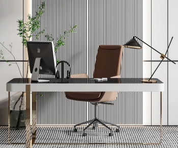 Modern Office Desk And Chair-ID:684010987