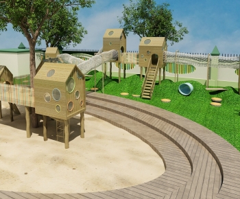 Modern Outdoor Space In Kindergarten-ID:973043925