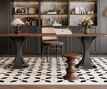 French Style Computer Desk And Chair-ID:295748004